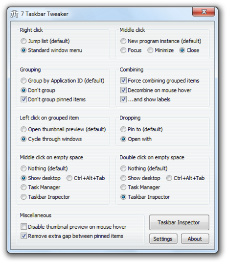 Windows 7 Taskbar Tweaker