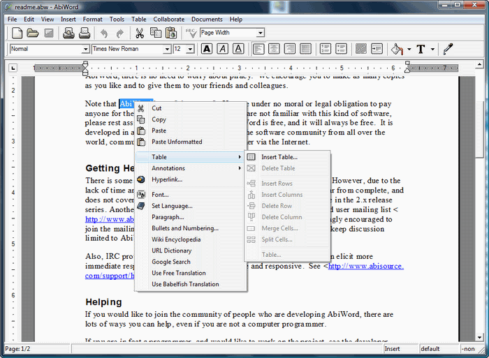 AbiWord 2.8.6